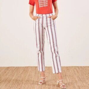 Reformation Roper Grenada White Red Blue Stripe Straight Crop Jeans 26"